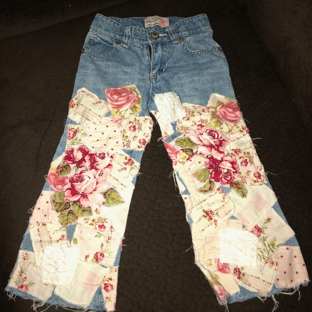 Decoupage/ Patchwork jeans sz 3T toddler girls